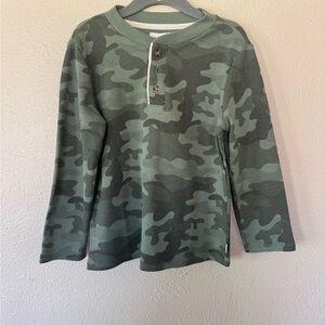 Boys Tommy Waffle Henry in Camo Long Sleeve Shirt